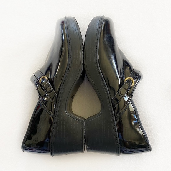 Lands End Women's Black Patent Leather Chunky Clogs Shoes Size 11 D - Y2K - Picture 6 of 13